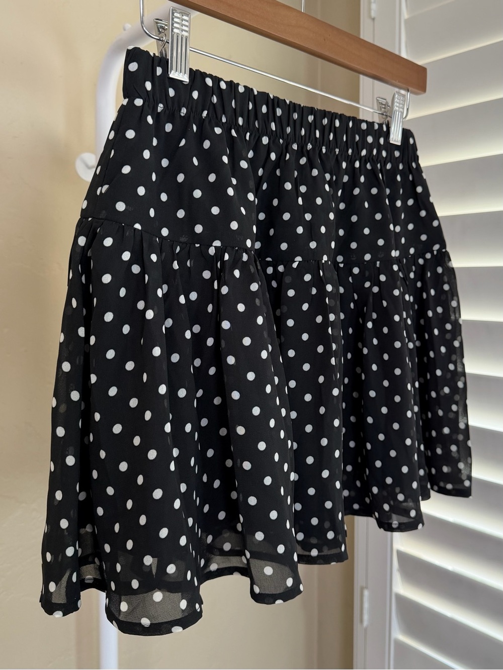 Commense Set Black White Polka Dot Sheer Shirt  Blouse Mini Skirt Small NWT - Picture 4 of 13